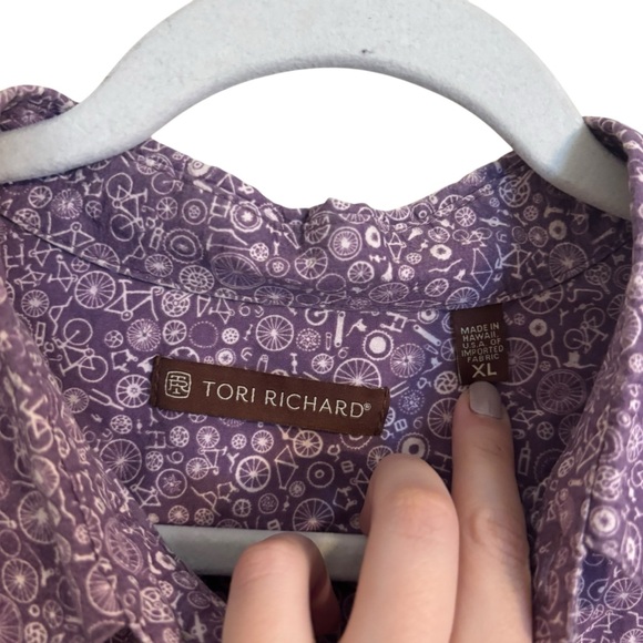 Tori Richard Hawaii Purple Wheel Spoke Short Sleeve Button Down Shirt Mens XL - Picture 2 of 6